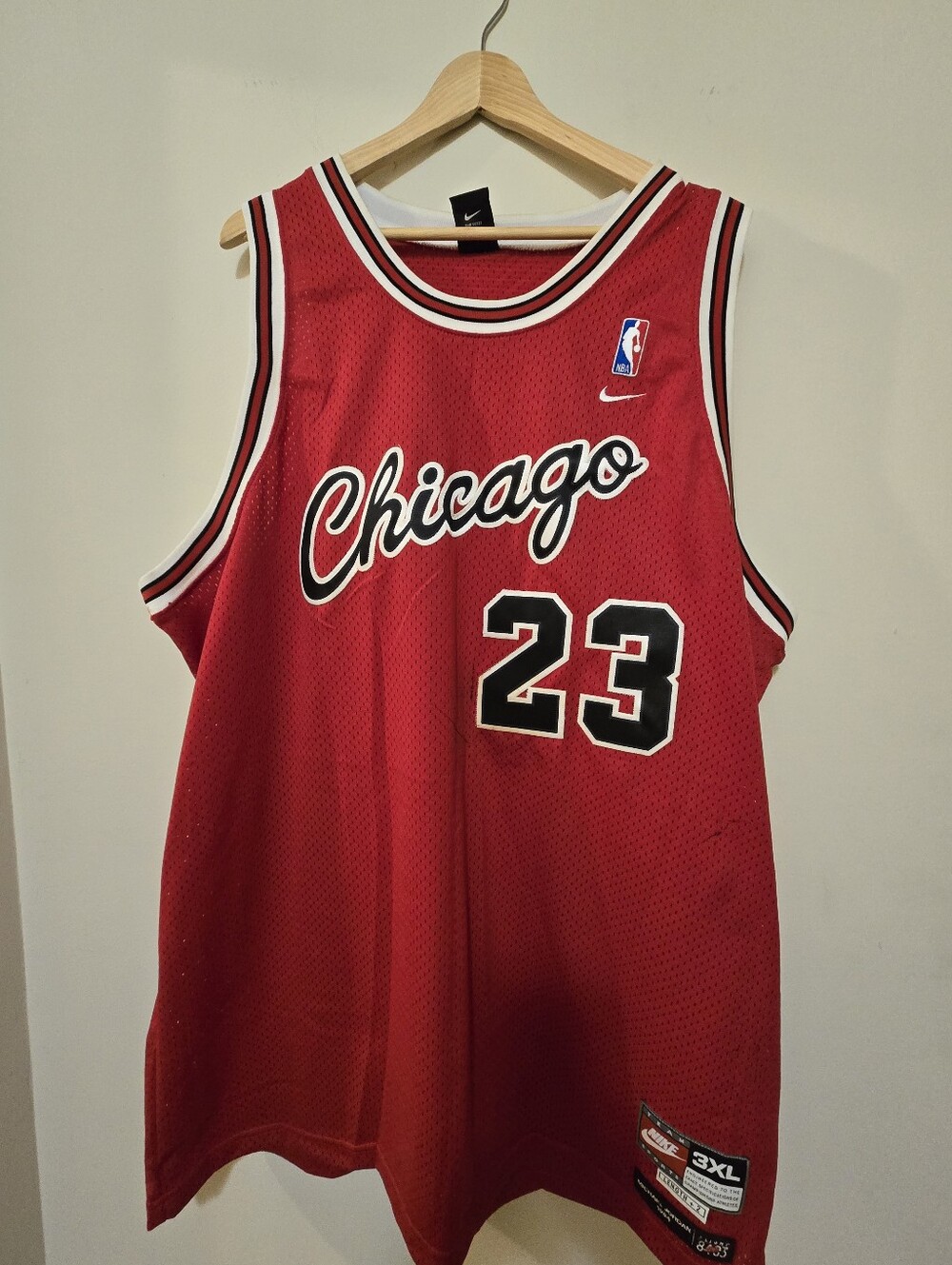 Vintage Nike Red Chicago Basketball Jersey 23 with Black & White Trim
